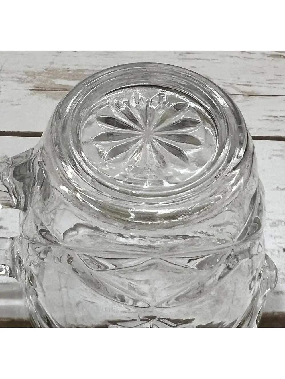 VTG‎ Creamer Pitcher Clear Glass Star Diamond Pressed Vintage 3.5in